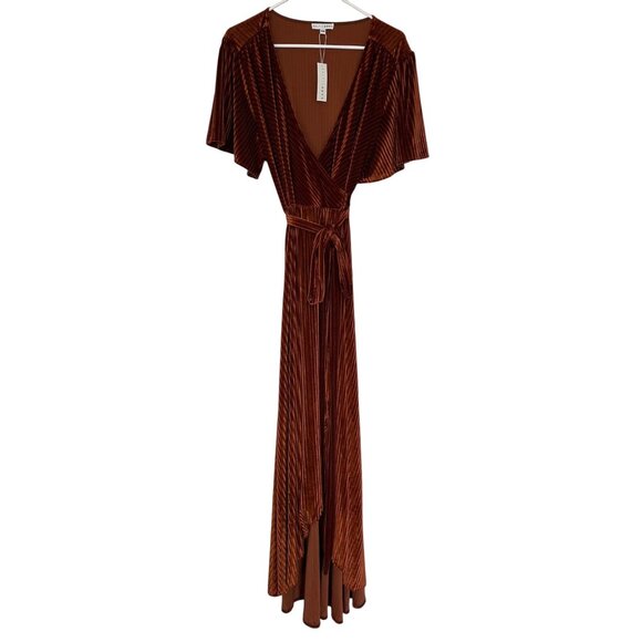 Baltic Born Velvet Andi V-Neck Wrap Maxi Dress Size XXXL NWT Copper Orange - Picture 1 of 11